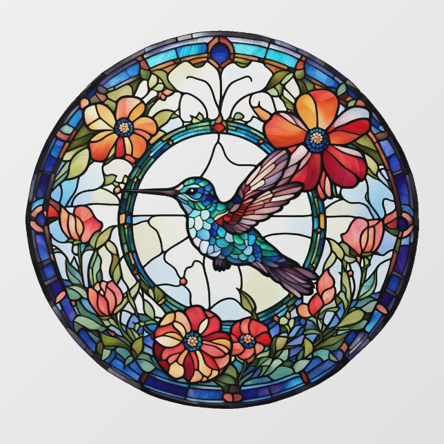 Blaue Hummingvogel-Imitate Fensteraufkleber (Blatt)