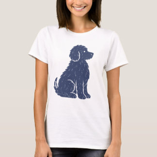 Blaue Hund-Silhouette Minimal Art T-Shirt