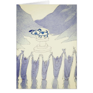 Blaue Hunde-Anbetungskarte
