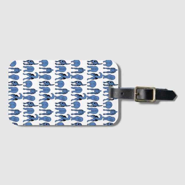 Blaue Hunde-Po Muster Gepäckanhänger (Vorderseite (Horizontal))