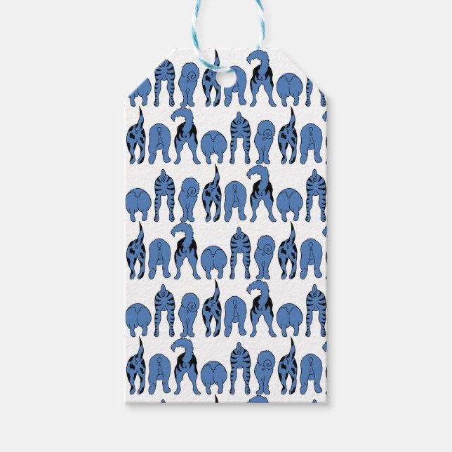Blaue Hunde-Po Muster Geschenkanhänger (Vorderseite)