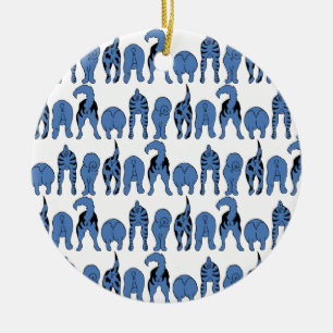 Blaue Hunde-Po-Pattern Keramik Ornament