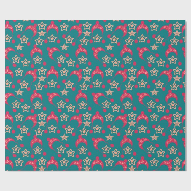 blaue Hüte Geschenkpapier (Flach)