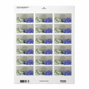 Blaue Hyazinthe mit weißen Blume Adressaufkleber
