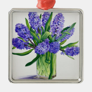 Blaue Hyazinthen Silbernes Ornament