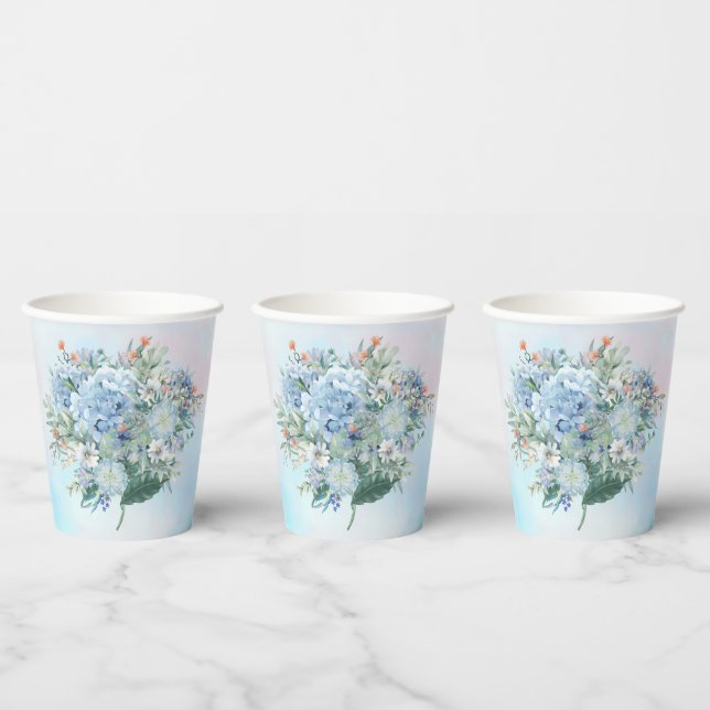 Blaue Hydrangea-Aquarellpapierkästen Pappbecher (Multi)