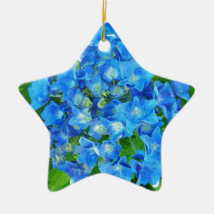 Blaue Hydrangea-Blume. Blumenfotografie. Keramik Ornament
