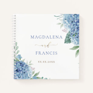 Blaue Hydrangea Blume Hochzeit Gästebuch Notizbuch