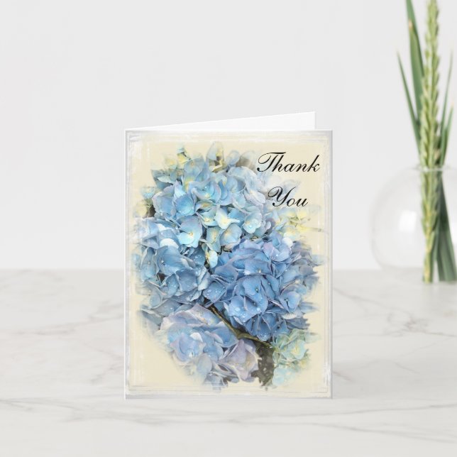 Blaue Hydrangea-Blumen-Brautjungfer danken Ihnen Dankeskarte (Vorderseite)