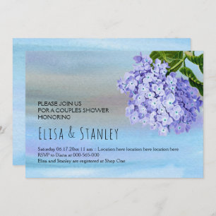 Blaue Hydrangea-Blüte Hochzeitspaare Dusche Einladung