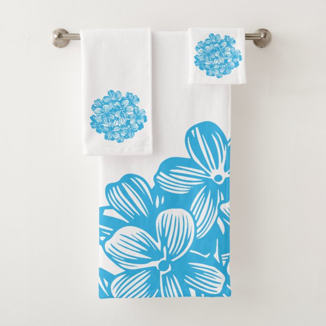 Blaue Hydrangea-Blüten - botanische Blume Badhandtuch Set (Insitu)
