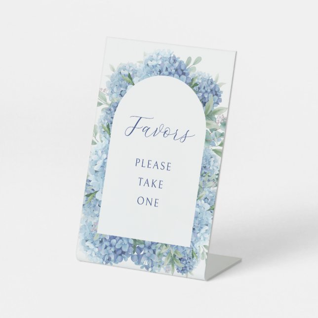 Blaue Hydrangea-Favoriten Sockelschild (Vorderseite)