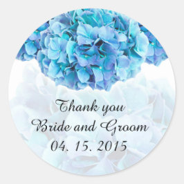 Blaue Hydrangea-Gastgeschenk Hochzeit Runder Aufkleber