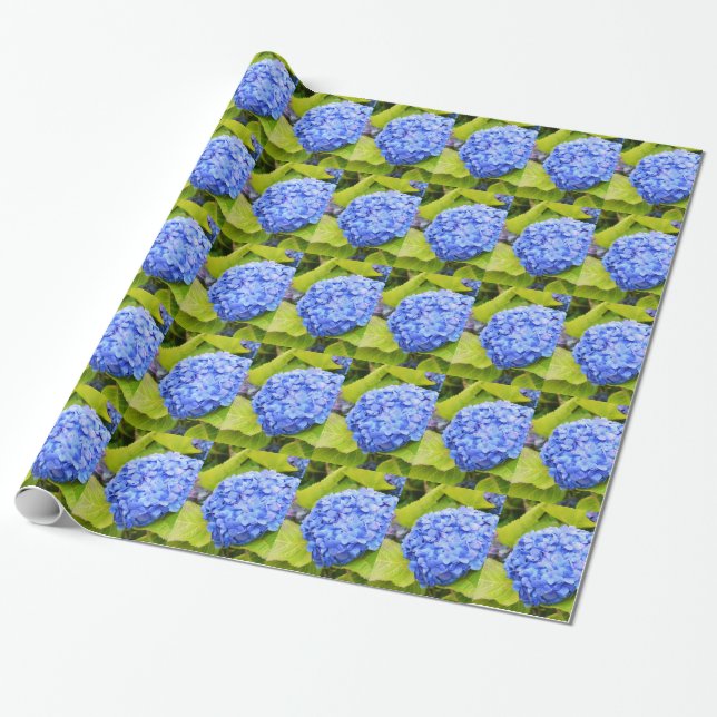 Blaue Hydrangea Geschenkpapier (Ungerollt)