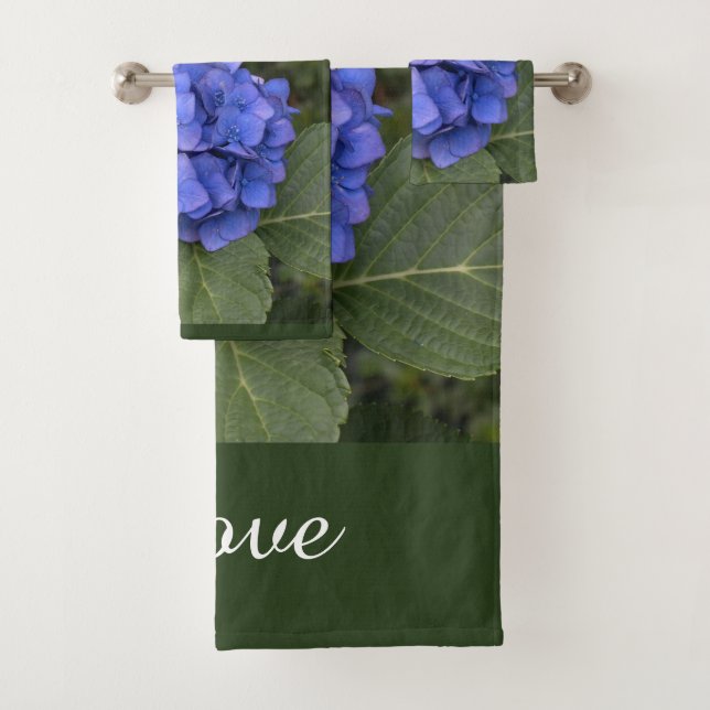 Blaue Hydrangea-grüne Blätter Badhandtuch Set (Insitu)
