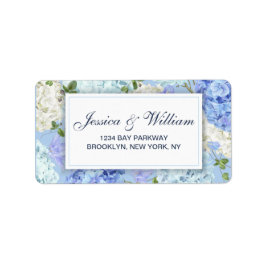 Blaue Hydrangea Grüne Wasserfarbe Blumenbezeichnun Adressaufkleber