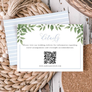 Blaue Hydrangea-Grüntöne Frame Horizontal QR-Code Begleitkarte