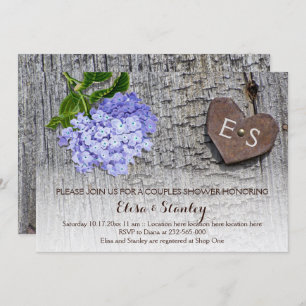 Blaue Hydrangea Herz Blumenpaare Dusche Hochzeit Einladung