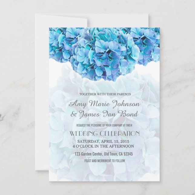 Blaue Hydrangea Hochzeit Einladungen Hydrangea3 (Vorderseite)