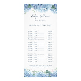 Blaue Hydrangea-Preisliste Werbekarte