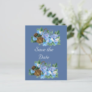 BLAUE HYDRANGEA Save the Date Ankündigungspostkarte