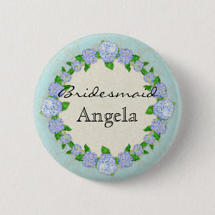 Blaue Hydrangea-Spitze-formales Brautjungfern-mit Button