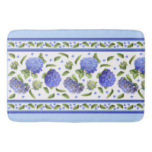 Blaue Hydrangeas botanische Muster Bath Mat Badematte