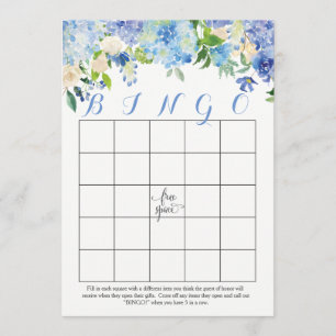 Blaue Hydrangeas Brautparty Bingo Karten