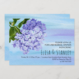Blaue Hydrangeas Hochzeit Probe Dinner Einladung