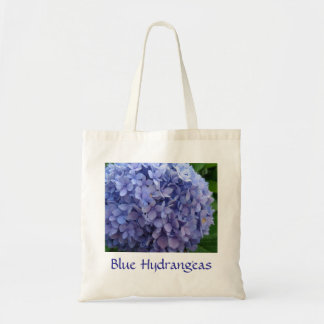 Blaue Hydrangeas mit blauer GrenzTaschentasche Tragetasche
