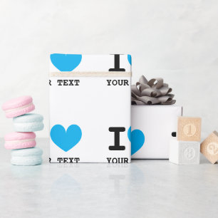 Blaue i-Herz personalisierbare Rollen für Geschenk Geschenkpapier