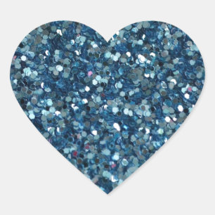 BLAUE (Imitat) GLITZER-HERZ-AUFKLEBER Herz-Aufkleber