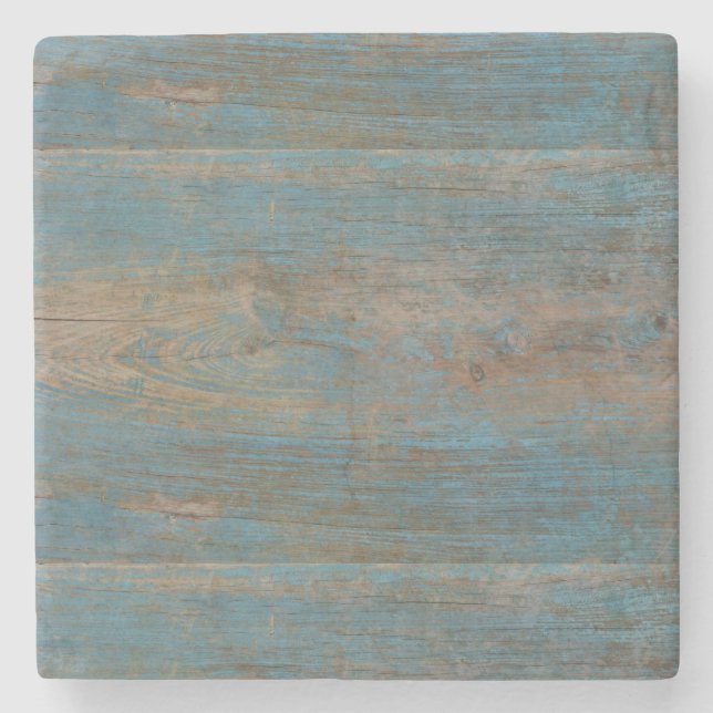 Blaue Imitat-Strand-Holz-Beschaffenheit Steinuntersetzer (Vorderseite)