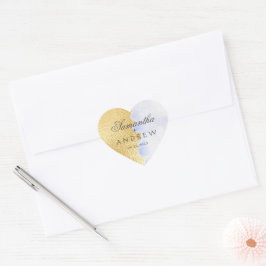Blaue Imitate Goldfolie Monogram Herz-Aufkleber
