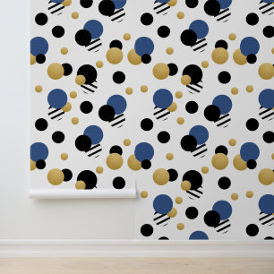 Blaue Indigo Gold Tupfen Tapete
