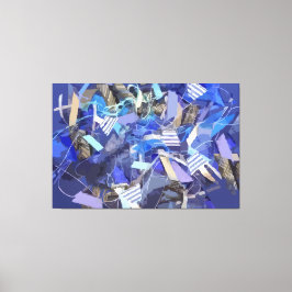 Blaue Indigostreifen, grau, abstrakte geometrische Leinwanddruck