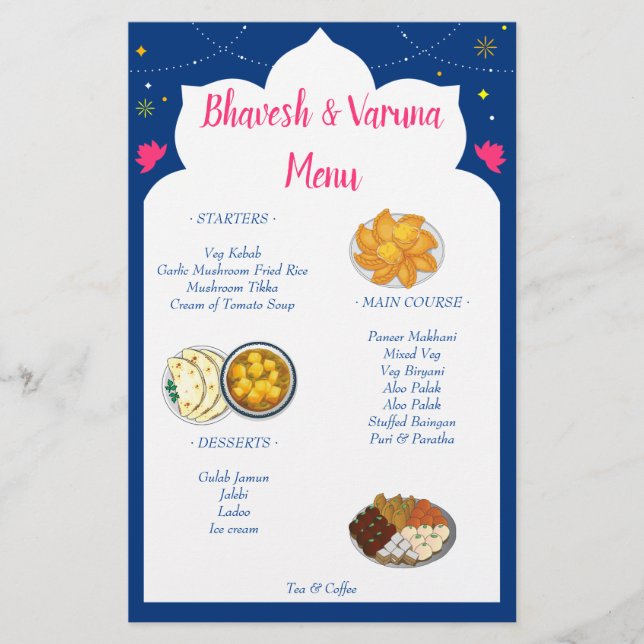 Blaue indische Design-Grenze Briefpapier (Vorderseite)