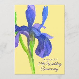 Blaue Iris 25. Hochzeitstag-Party Einladung