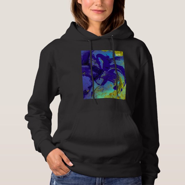 Blaue Iris abstrakt Hoodie (Vorderseite)