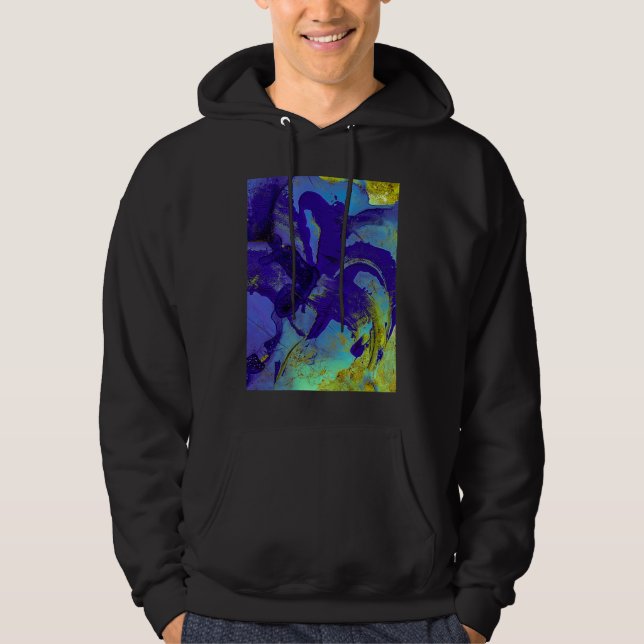 Blaue Iris abstrakt Hoodie (Vorderseite)