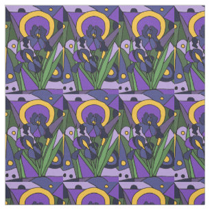 Blaue Iris-abstraktes mit Blumengewebe Stoff