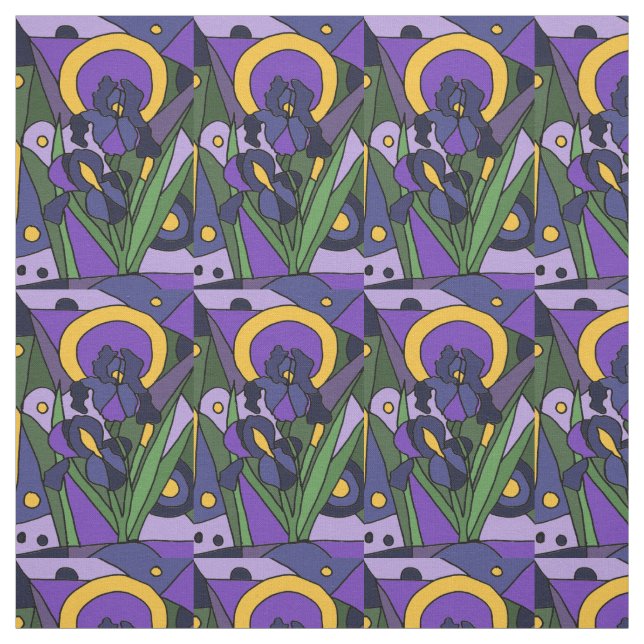 Blaue Iris-abstraktes mit Blumengewebe Stoff (Muster)