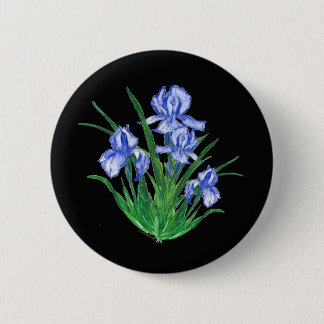 Blaue Iris auf Schwarzem Button