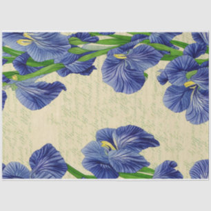 Blaue Iris-Blume Vintages ephemeres Muster Seidenpapier