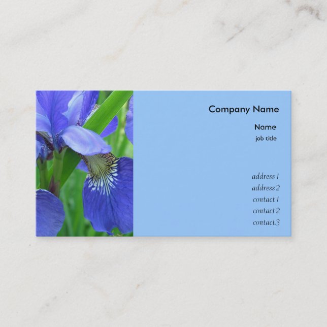 Blaue Iris-Blume Visitenkarte (Vorderseite)
