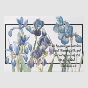 Blaue Iris-Blumen retteten Anmut des Seidenpapier