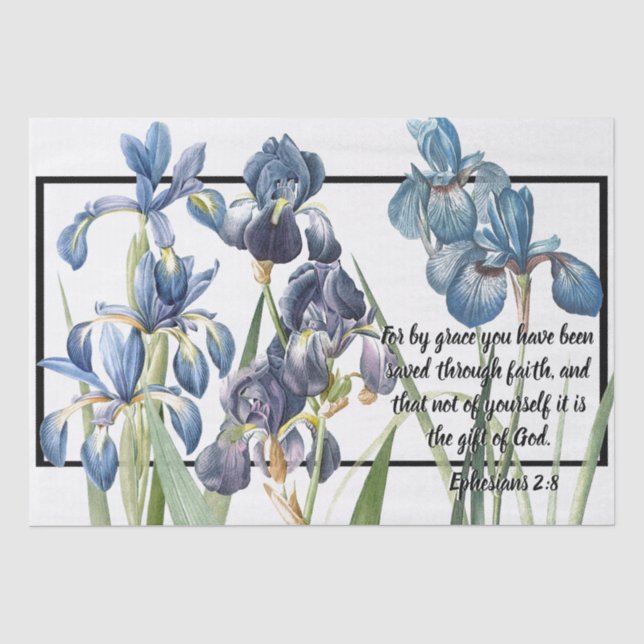 Blaue Iris-Blumen retteten Anmut des Seidenpapier (Vorderseite)