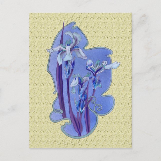 Blaue Iris-Blumenkunst-Entwurfs-Postkarte Postkarte (Vorderseite)