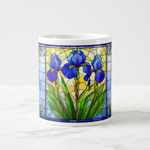 Blaue Iris-Buntglas-Spezialtasse Jumbo-Tasse