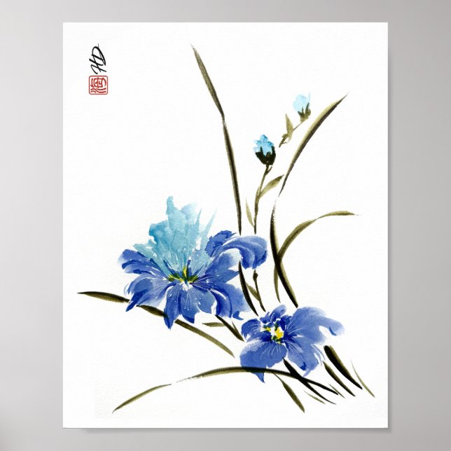 Blaue Iris Harmonie Poster (Vorne)
